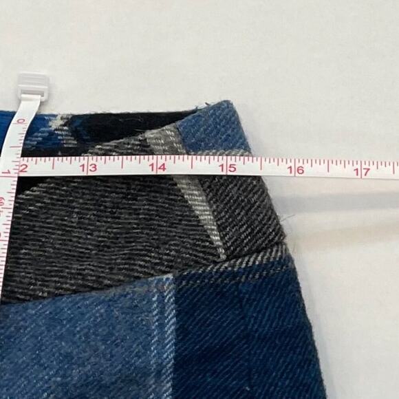 Talbots Wool Blend Blue, Black, Gray Plaid Mini Skirt, Preppy, Academia, Size 6 - Picture 9 of 10